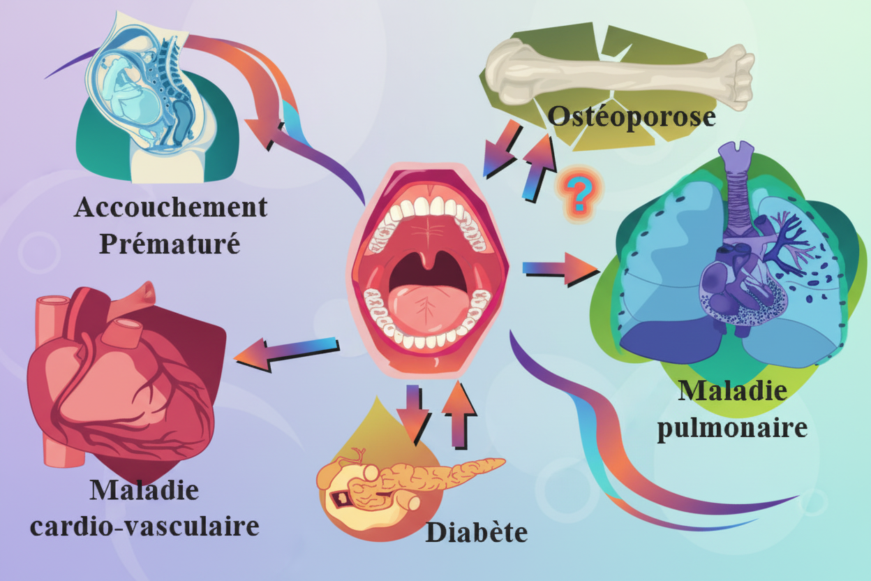 Schéma illustrant l'importance de la santé bucco-dentaire et ses liens avec la santé générale